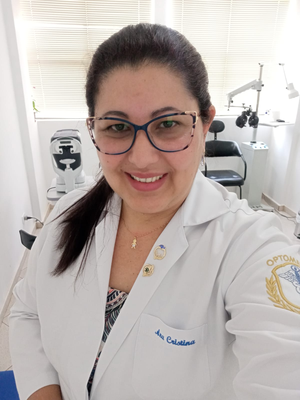 A Optometrista no consultório